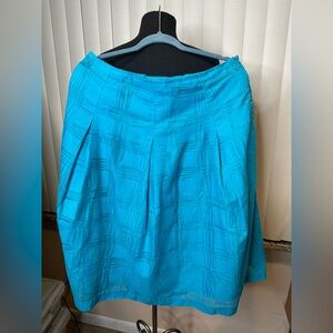 Ashley Stewart Cotton Blend Turquoise A-Line Lined Skirt Size 12